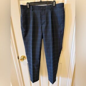 Navy Plaid Dress Pants
